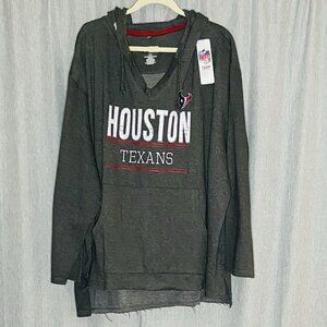 NWT Houston Texans NFL‎ Apparel Raw Hem Hoodie Gray Sweatshirt Women’s Plus 3X